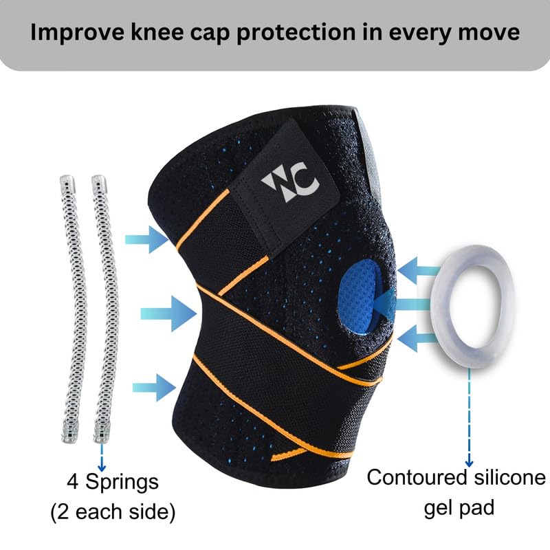 Image of Wonder Care Compression Knee Support with Side Stabilizers & Patella Gel Ring, Adjustable Knee Brace for Joint Pain Relief, Arthritis, Knee Pain, ACL Tear, MCL Tear, Meniscus Tear (Special,2Unit)