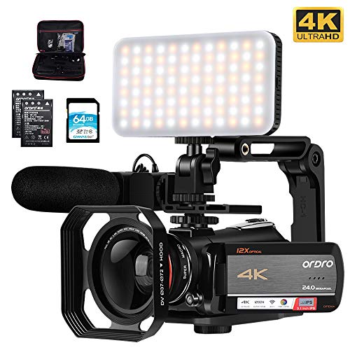 Camcorder 4K Video Camera, ORDRO AC5 UHD Camcorder with 12x Optical Zoom 3.1"IPS