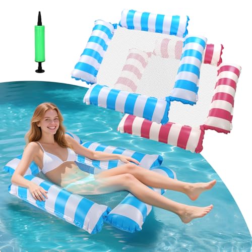 2 Pezzi Amaca galleggiante, Galleggiante Piscina, Materassino Piscina, 4-in-1 Materassino Gonfiabile Mare Piscina, Accessori Piscina, Sdraio Amaca Materassino Mare, poltrona gonfiabile piscina (A)