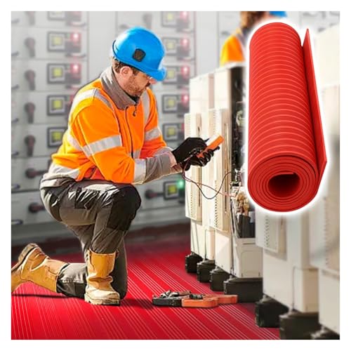 ZJKXJH Electrician Floor Electrical Insulation Mat, Distribution Room Anti-electrocution Safety Tool, Large Non-Conductive Mats - High Voltage Resistant(LxWxT 15' x 3 1/5' x 1/10