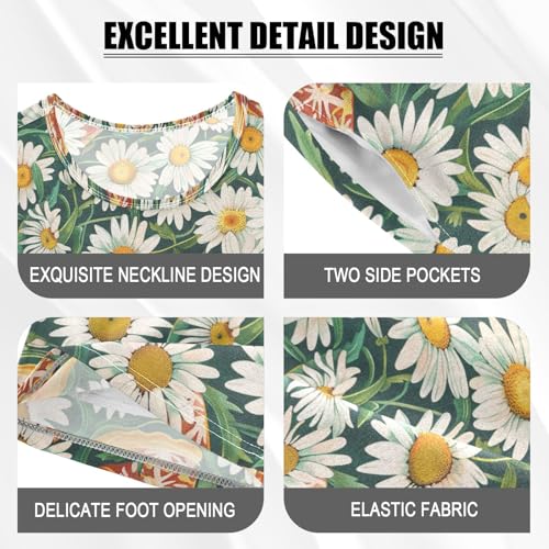 ALAZA Daisy Flowers Pizza Pajama Set Short Sleeve Sleepwear Soft Lounge Nightwear4