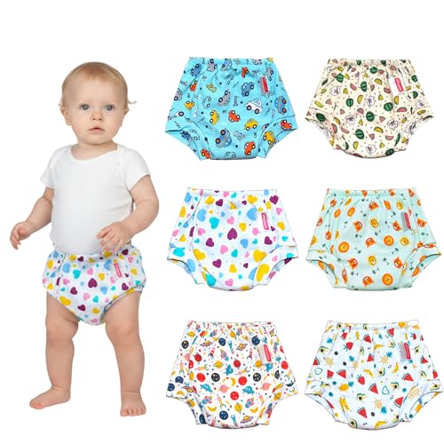 Image of VParents Padded Underwear for Babies and Toddlers with 3 Layers of Cotton Padding Potty Training Pull Up & Diaper-Free Time (3-4 years) PO6 Lion, Car, Heart, Galaxy, Fruit & Watermelon