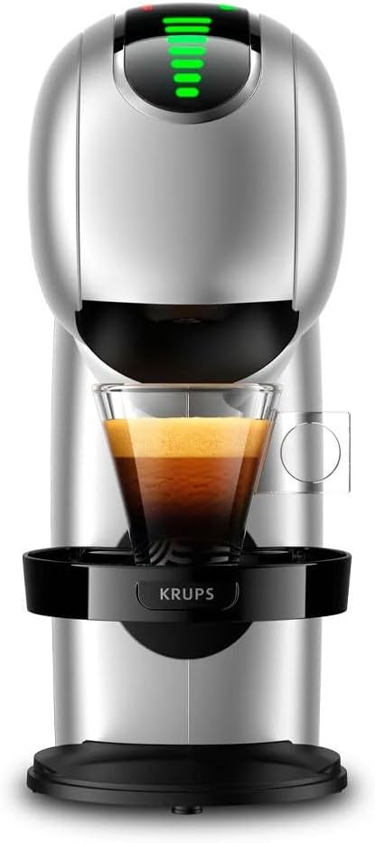 Devant view of Krups Genio S coffee machine with an espresso cup