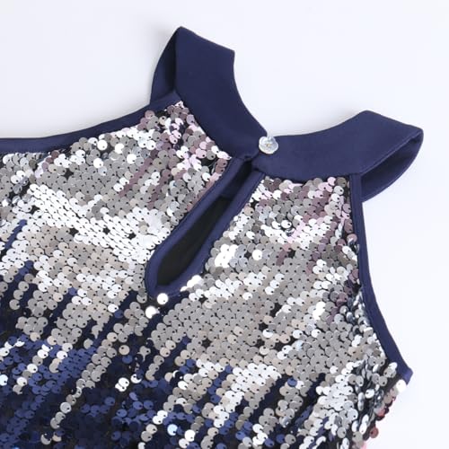 Image of WELAKEN Girls Ombre Sequin Dress Sparkly Fancy Short Puff Sleeves Gradient Party Dress