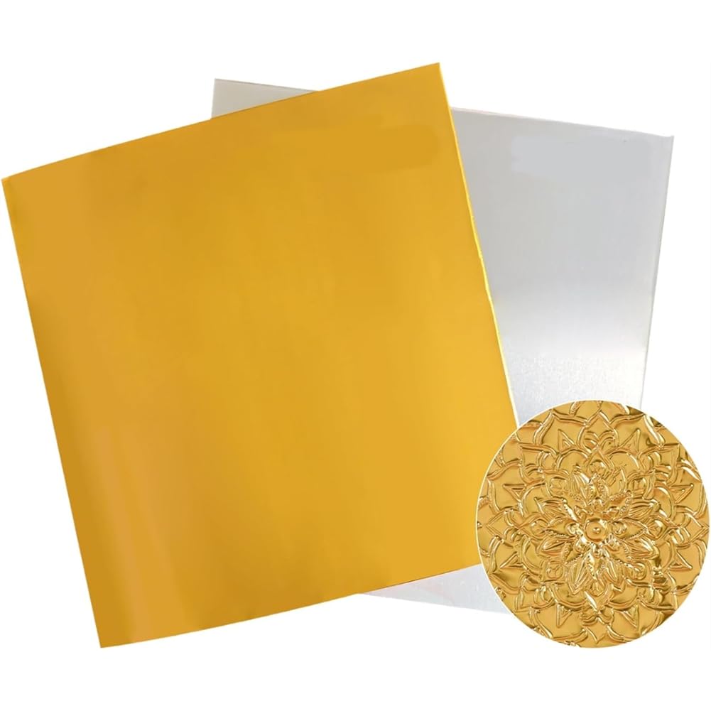 Ijsdnvjndx As Shown Aluminum Metal Embossing Foil Sheets 20-Pack 6X6 Inch Gold& Silver For Crafts, Card Making, Tooling, Engraving Decorations