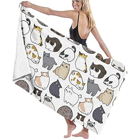 Meiya-Design Cats Cats Cats Soft Bath Towel Highly Absorbent Multipurpose Towels Oversized Beach Towel for Travel,Bathroom,Hotel,Gym,Spa 31"x 51" Cover
