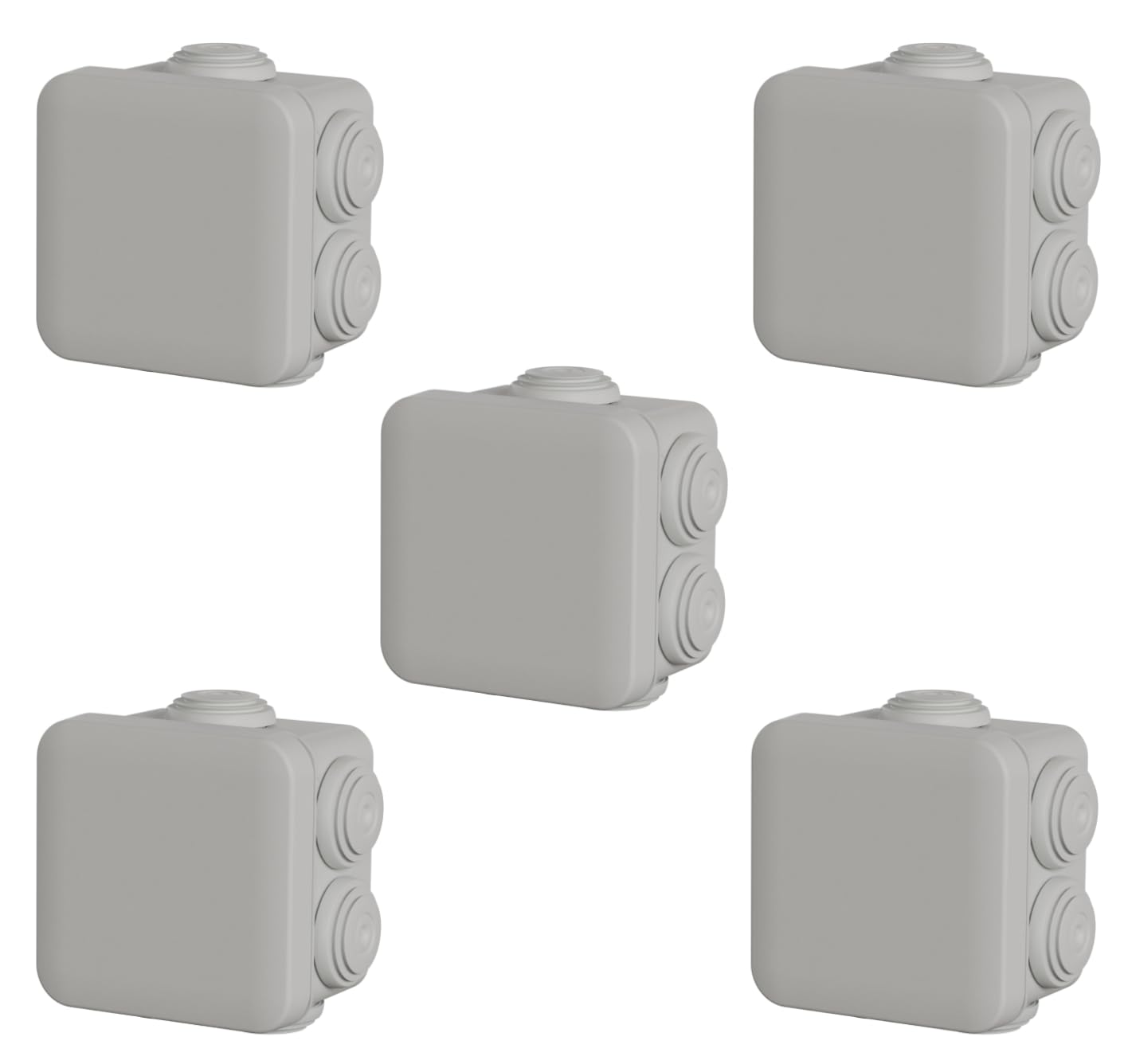 Schneider Electric ENN05032 Mureva BOX puszka rozgałęźna, 5 szt. puszek natynkowych z 7 końcówkami Ø 20 mm, 65 x 65 x 45 mm, nadaje się do pomieszczeń wilgotnych i zewnętrznych, klasa ochrony IP55,