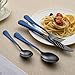 LKTDYMEG 20-Piece Black and Dark Blue Silverware Set 18/0 Stainless Steel Silverware Set Dark Blue Handle Cutlery Set Service for 4 Dinner Knives Forks Spoons Set Flatware Set Finish Dishwasher Safe