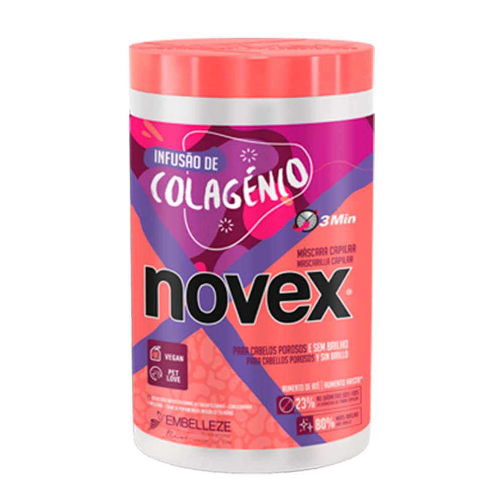 NOVEX Collagen Infusion Hair Mask for Stronger Thicker and Shinier Hair, 400g/14.1oz - Hair Conditioning Mask with Natural Ingredients, Vegan, Not Tested on Animals