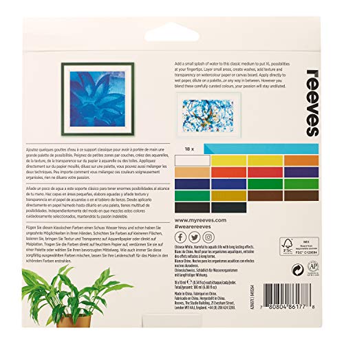 Image of Reeves Watercolour Paint-10ml, Set of 18