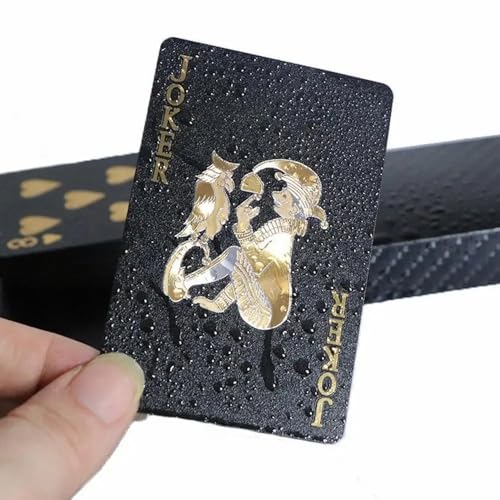 Juego de Naipes Póker Negro con Foil Dorado Impermeable miniatura 2