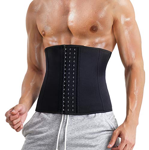 MOUSMen Waist Trainer Trimmer for Weight Loss Tummy Control Shapewear Fat Burner Sweat Belt Compression Shaper Band for Back Support (Black, X-Large)