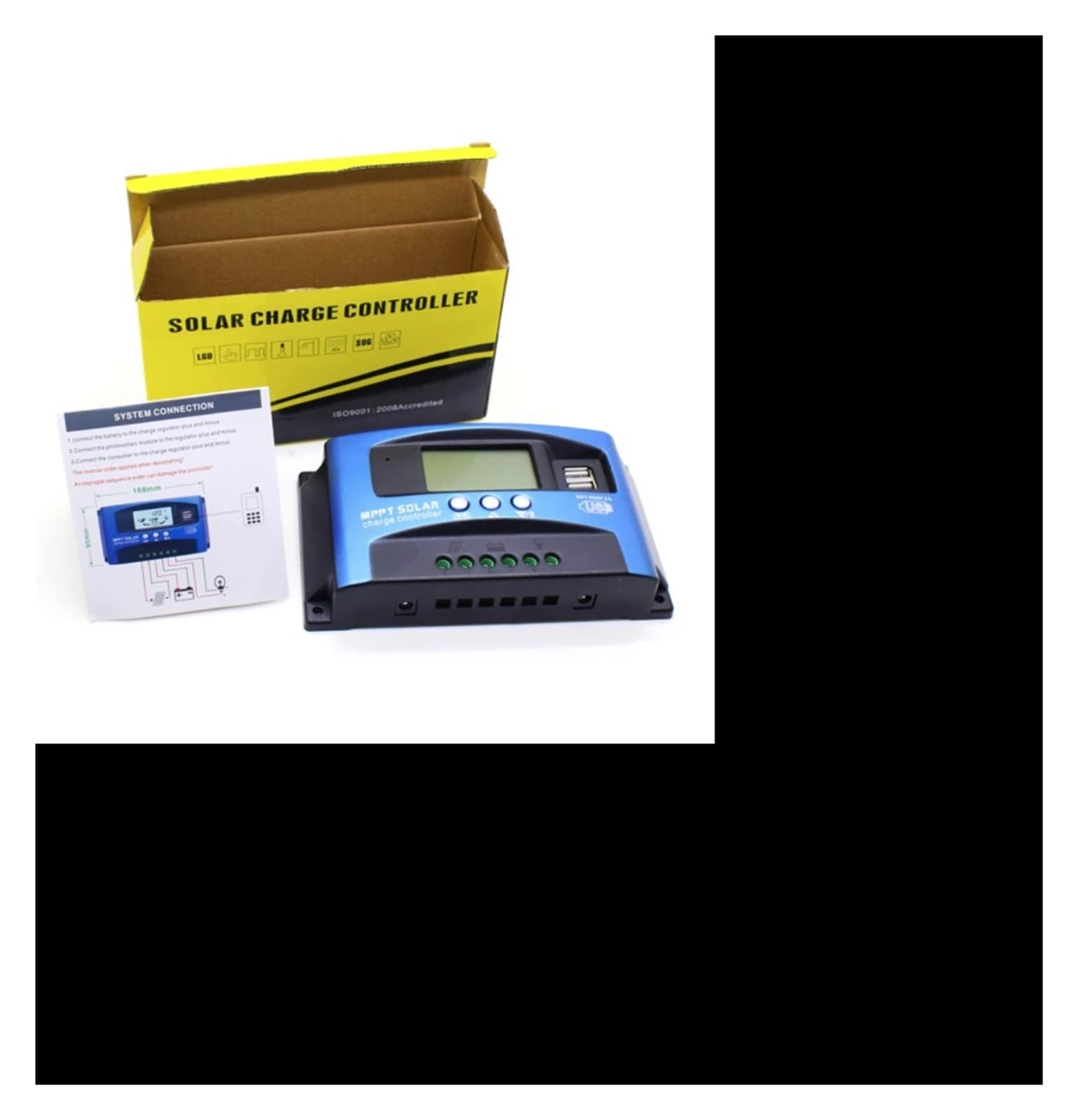 Kontroler ładowania słonecznego, MPPT 30A 40A 50A 60A 100A regulator ładowania słonecznego 12 V/24 V regulator baterii do paneli słonecznych regulator ładowania podwójny USB 5V2A użytku domowego(3)