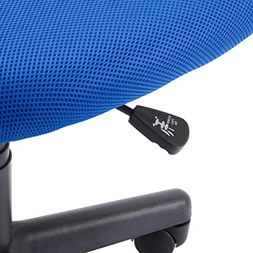 Image of Amazon Basics Low Back Office Chair, Breathable Mesh, Height Adjustable, Padded Seat, Rolling Wheels, Swivel, Blue, 21.25 inch D x 22.5 inch W x 38 inch H