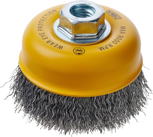 Image of DEWALT Wire Cup Brush, Crimped, Carbon Steel, 4-Inch x 5 /8-Inch, 11 HP, .014-Inch (DW49101) | (Pack of 5)