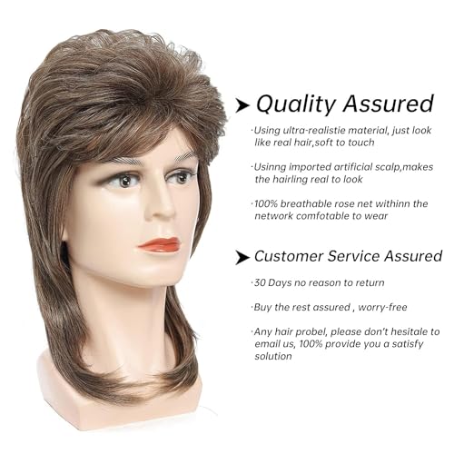 byoubyou mullet wigs for men 80s style costumes fancy party accessory cosplay wig joe dirt emo wig halloween men x light brown