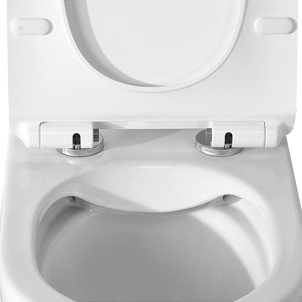 Coppia Sanitari Filomuro Serie Ukra WC E Bidet In Ceramica Bianco Tecnologia Rimless Per Igiene Totale Completi Di Copriwc Soft-Close