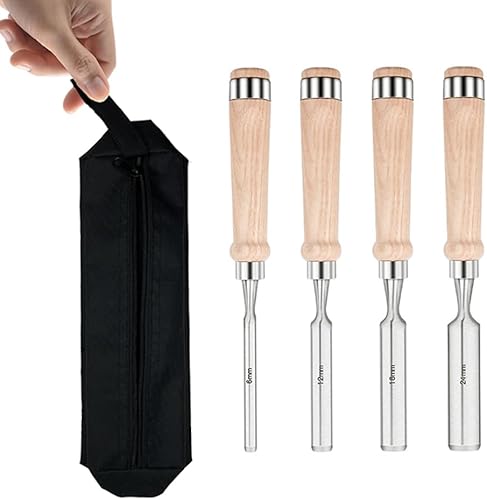 Juego de 4 cinceles semicírculos, juego de herramientas de cincel de mano para tallar madera, juego de cinceles de madera semicírculo, cincel de