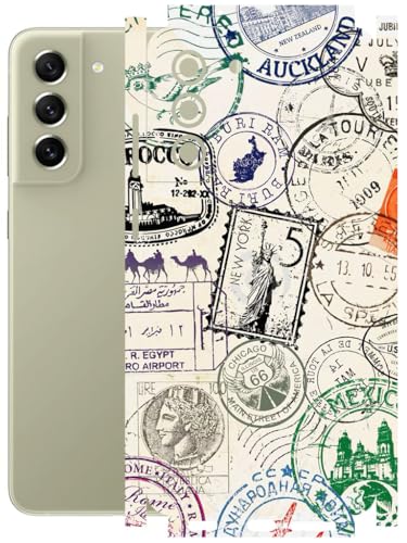 Image of AtOdds - Full Body Back Screen Guard Protector Film - Lamination Wrap Skin Sticker Compatible with Samsung Galaxy S21 FE (5G) | Scratchproof Matte Finish (Stamps)