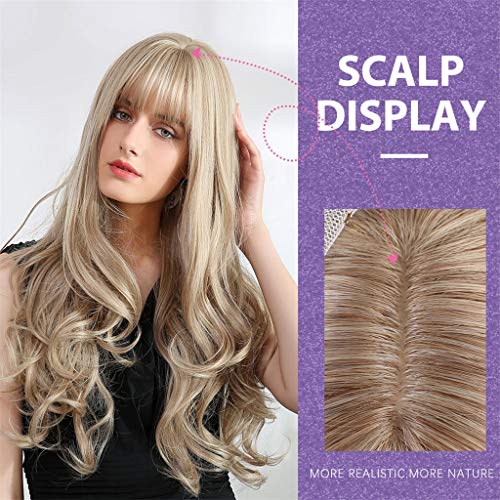 gazechimp 24 '' Mulheres Longo Ondulado Parte Média Loira Perucas