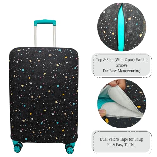 Image of Printed Travel Luggage Cover for Suitcase - Stretchable & Scratchproof Trolley Bag Protector (1, Space Universe, Small)