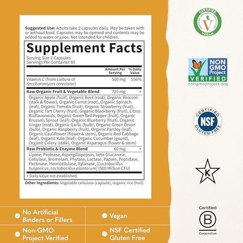 Garden of Life Vitamin Code Raw Vitamin C 500mg, 120 Capsules - image 3