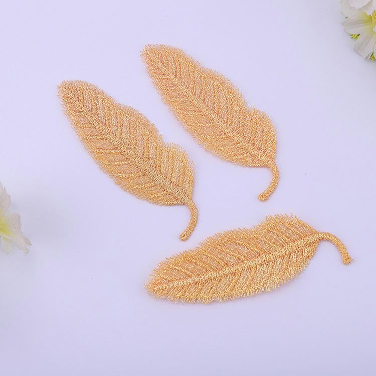 Naszywka haftowana 50 SZTUK 4 CM Haftowane naszywki z piórami, aplikacje do prasowania na odzież, małe przyszycia kurtkę jeansową(Deep Yellow)