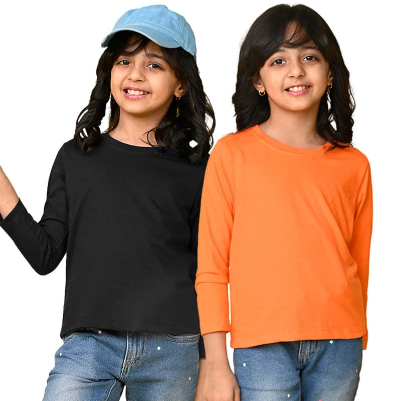 Image of Nusyl Girls Full Sleeves T-Shirt for Kids | Cute Printed Casual Wear | Soft Cotton Blend | Comfortable Regular Fit | 2-16 Years | Multiple Colors