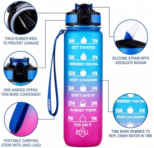 Image of Water Bottles Sipper Bottle For Adults, Kids,Unbreakable Motivational Water Bottle Time Mark Sipper With Straw & Time For Gym Office School Home Water Bottle for Kids