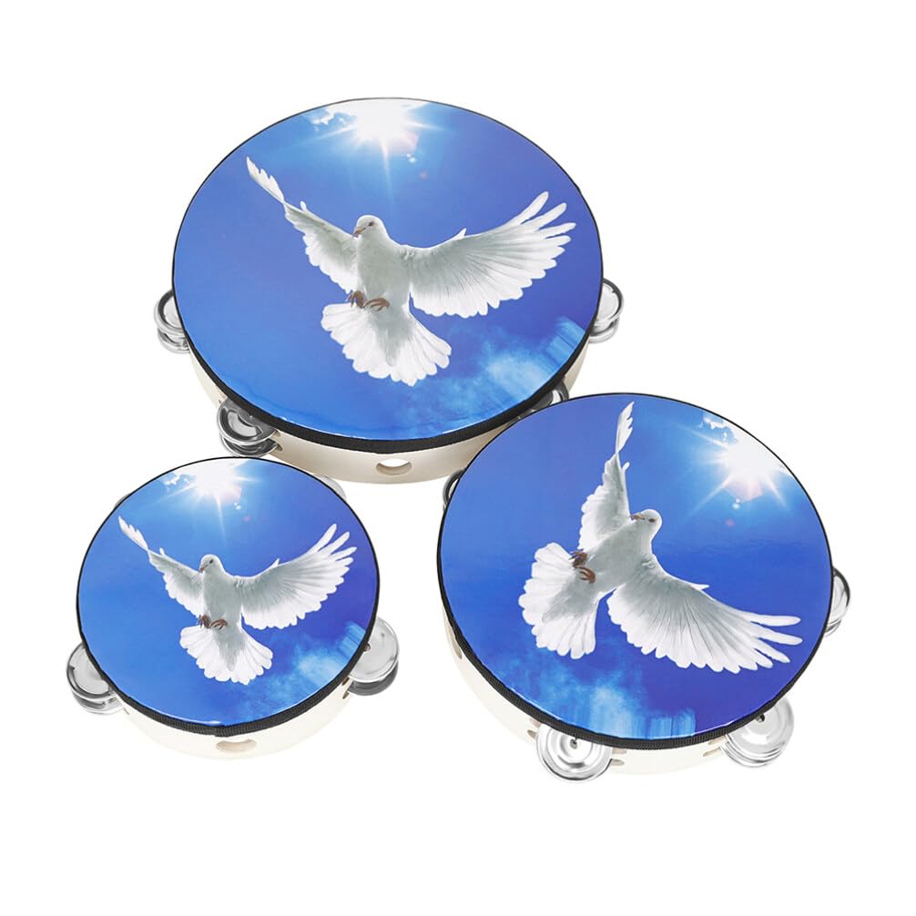 UPKOCH 3pcs Kids & Adult Tambourine Set -6'',8'', 10