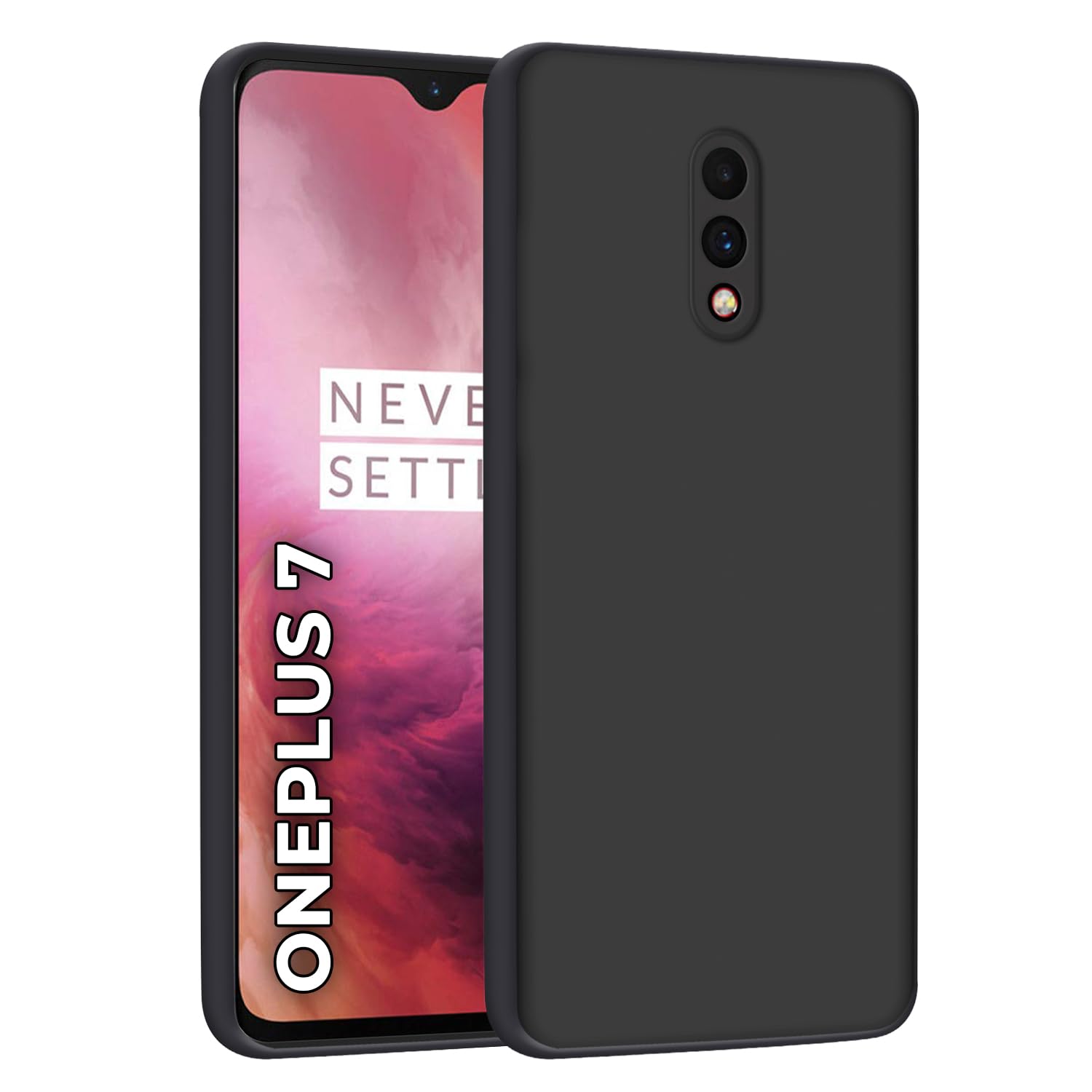 HELLO ZONE Rubber Exclusive Matte Finish Soft Back Case Cover for Oneplus 7 - Black
