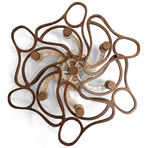 Mindsight Moving Kinetic Wall Art - Wind up to power peaceful motion (no battery) - Calming Wall Décor for Living Room, Office, Bedroom, Kitchen - Hand Crafted Wood - Wander, Walnut Brown