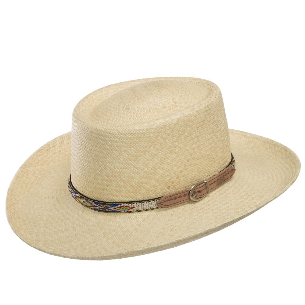 ULTRAFINO Brentwood Western Straw Hat with Leather Hatband Small Natural
