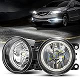 2in1 Halo Ring Fog Lights for Honda 12-14 CR-V CRV, 12-15 Pilot, 13-15 Accord Coupe, 13-15 Crosstour, 13-15 CR-Z CRZ, Acura 10-15 RDX, 13-14 ILX, 11-14 TSX, 12-14 TL, LED Fog Lamp with Angel Eye DRL