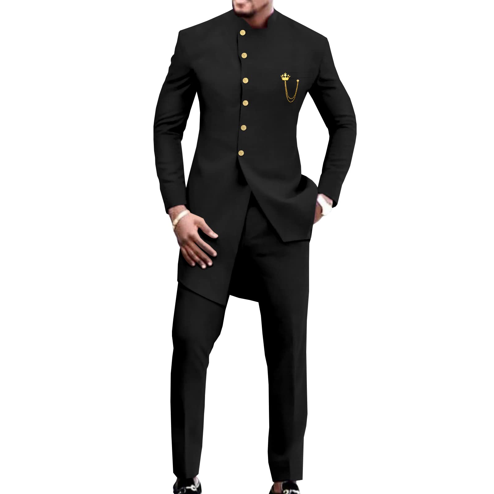 African Suit for Men Single Breasted Slim Fit Jackets and Trousers 2 Piece Set Business Suit Wedding Evening