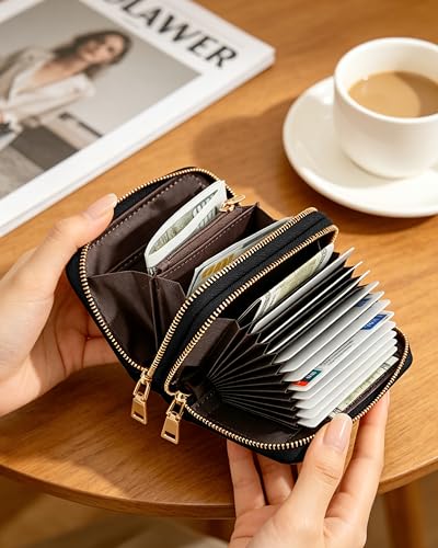 Image of Credit Card Holder for Women,Accordion Wallet with wristlet