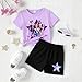 K-Pop Short Sleeve T-Shirt and Shorts 2 Piece Sets for Girls Cute Cartoon Print Graphic Tees Singers Group Merch Costume Demon Going Out Tops Oversized Shirts Birthday Gifts(A-Black,7 Years)