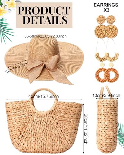 Set de 5 piezas bolso y sombrero de verano para mujer miniatura 2