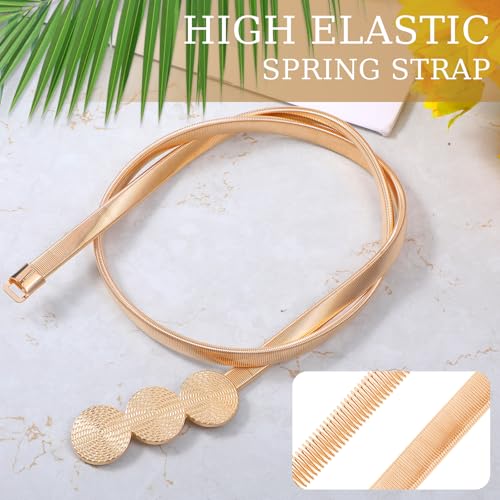 Women's Elastic Waist Gold Skinny Metal Belt - Ladies Thin Dress Belt, Versatile Stretch Chain2