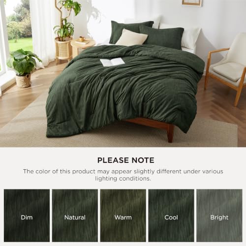 Image of Bedsure Full Comforter Set - Dark Green Soft Bedding for All Seasons, Cationic Dyed Bed Set, 3 Pieces, 1 Full Size Comforter (82 inchx86 inch) and 2 Pillow Shams (20 inchx26 inch+2 inch)