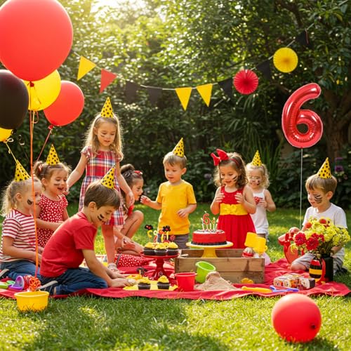 Image of TONIFUL Number Balloon 16 Inch 10 Pcs Red 0-9 Birthday Number Balloons | Small Custom Digital Mylar Foil Ballons for Birthday Halloween Graduation Anniversary 2027 New Year Eve Party Decorations