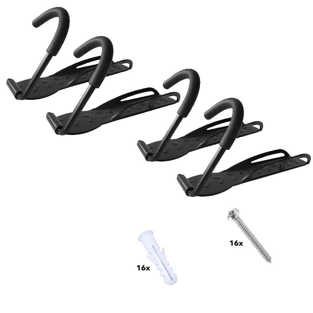 RASENFREUNDBicycle Wall Mount for 4 Bikes Black Set of 4