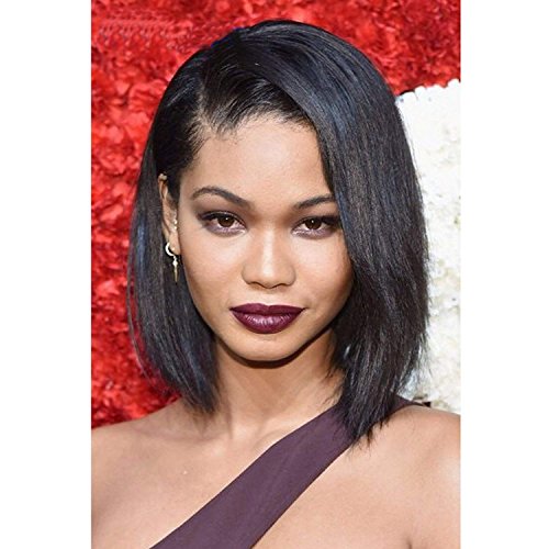 Eseewigs Bob Peluca de Pelo Humano Corto Pelucas Delanteras de Encaje Recto 150% Densidad Natrual Color Negro Pelo Virginal Remy Brasileño Para Mujeres 10 pulgadas
