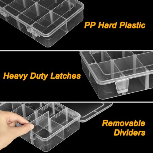 Image of 8 Pack 8 Grids Bead Organizer and Small Parts Storage Tackle Boxes