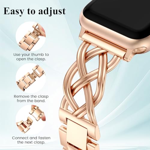 Image of TOYOUTHS Dressy Bracelet Compatible with Apple Watch Bands 38 /40 /41 /42 /44 /45 /46 /49mm Women, Celtic Stainless Steel Metal Fancy Nice Pretty Strap for iWatch Series 11 10 9 8 7 6 5 4 Ultra /SE 3 2 1