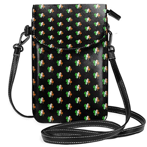Preisvergleich Produktbild Irish Shamrock Kleine Crossbody Handy Geldbörse Tasche Smartphone Geldbörse Geldbörse mit abnehmbarem Gurt-8I2
