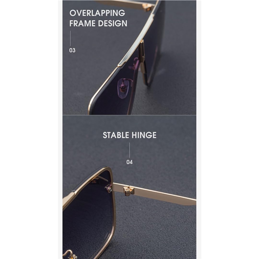 Modische Oversize-Sonnenbrille mit großem Rahmen aus luxuriösem Metall