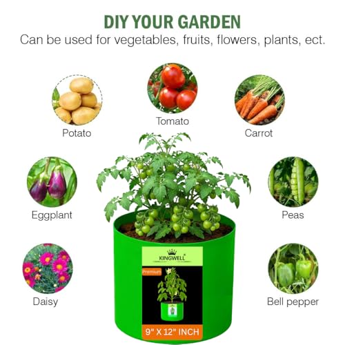 Image of Kingwell Grow Bag 9 X 12 INCH, PACK OF 1 For Terrace Garden Leafy Vegetable Plant Grow Bags Fruits Growing Containers For terrece Gardening