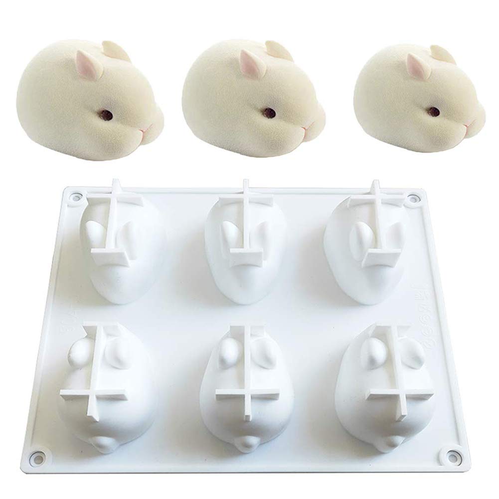 Dubens White Silicone 3D Rabbit Cake Mould Chocolate Truffle Baking Moulds Mousse Mould Dessert Maker Baking Pastry Decorating Accessories