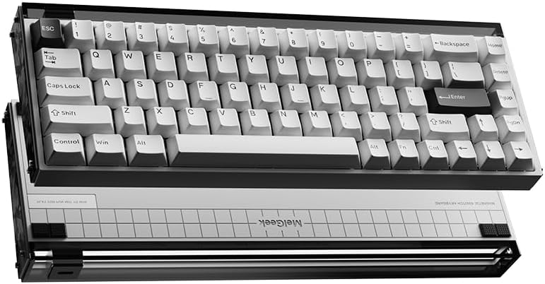 Icons representing DIY customization, light bar, web driver, keyboard profiles, aluminum case, 0.125ms speed, customizable keys, and 0.01 RT sensitivity